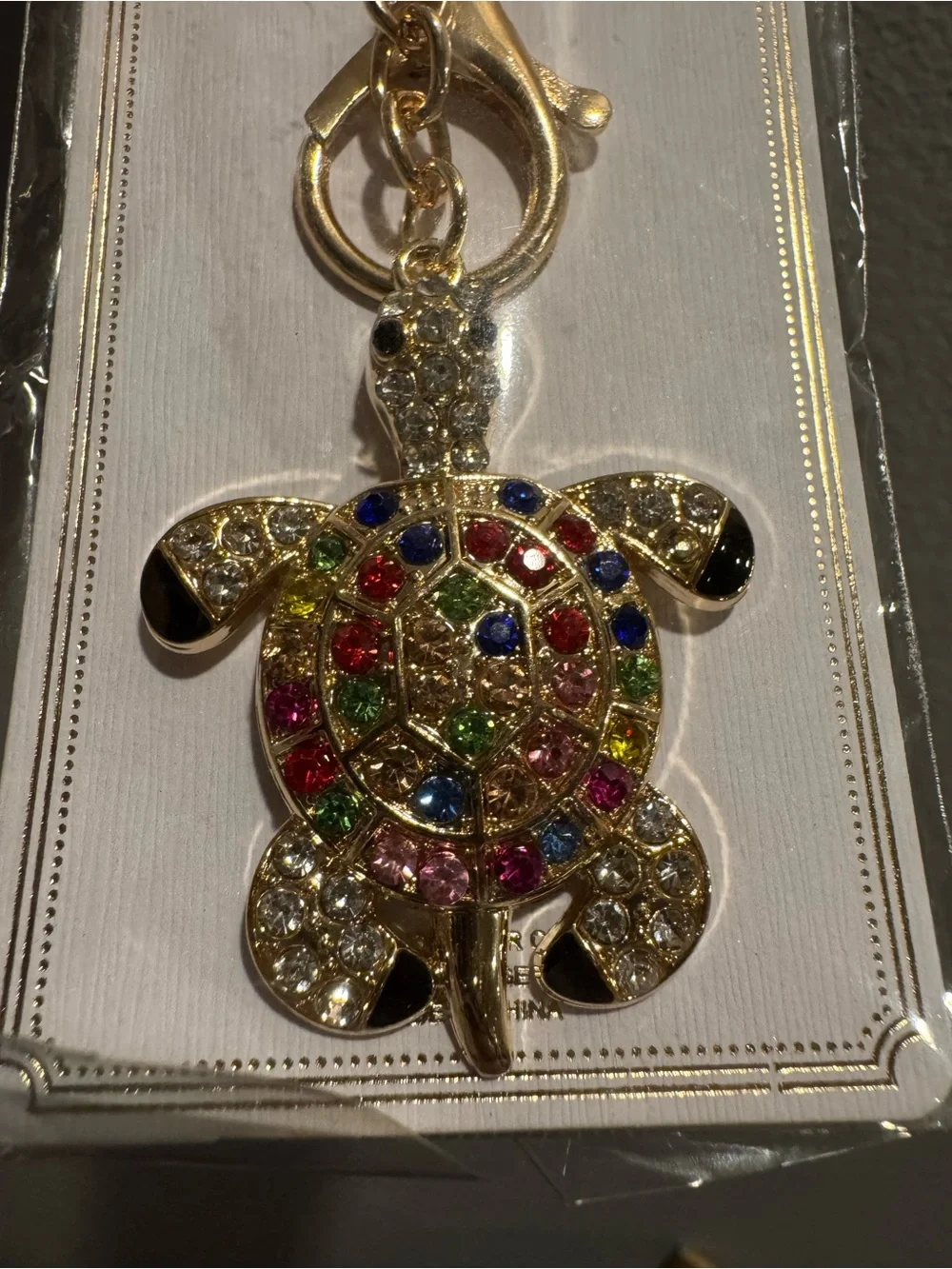 Gold-tone or Silver Tone Multicolor Turtle Keychain or Bag Charm- PICK ONE